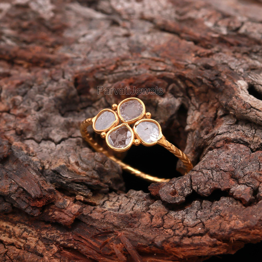 Natural Diamond Polki Ring, Diamond Gold Ring, 18k Solid Gold Diamond Ring, Handmade Gold Ring, Engagement Ring, Wedding Diamond Polki Ring