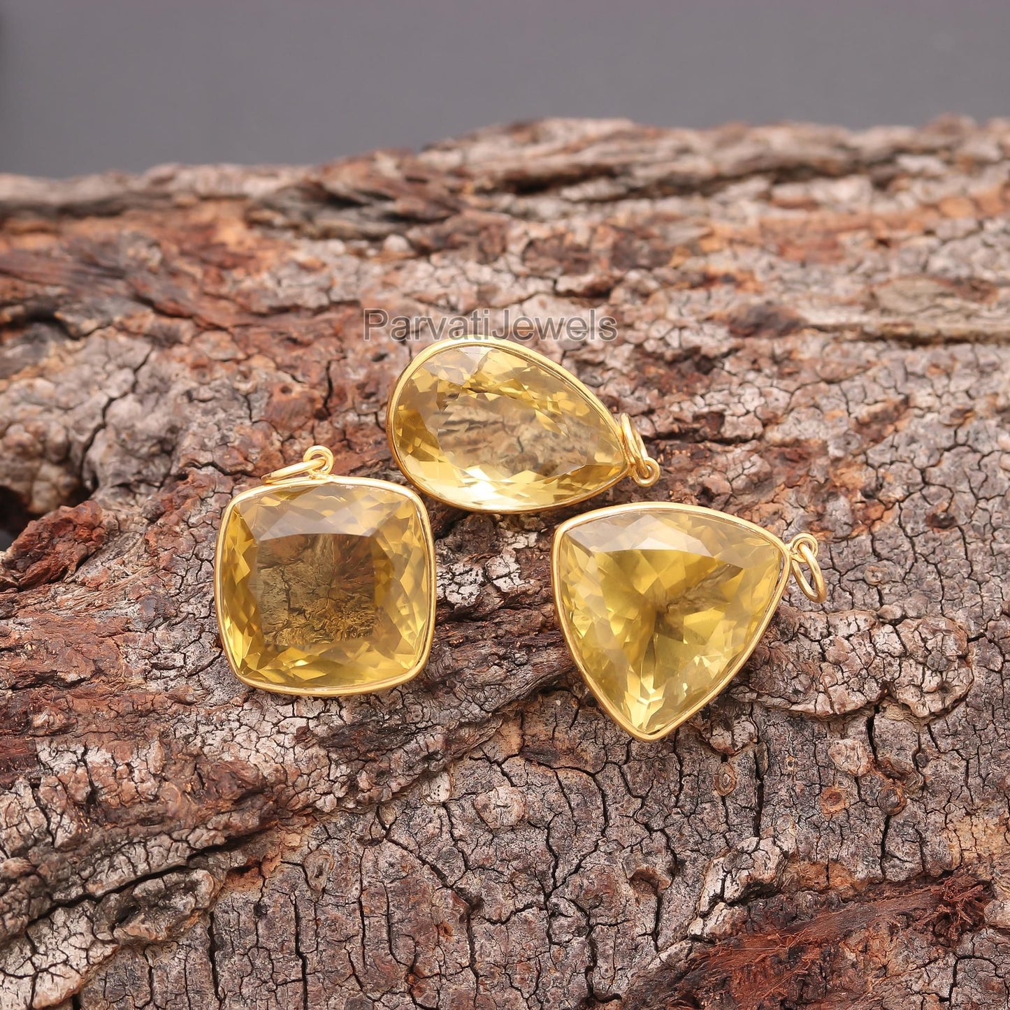 One of a Kind Natural Lemon Topaz Charm, 18k Solid Gold Charm, Minimalist Charm, Dainty Gold Charm, Handcrafted Gold Charm