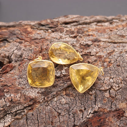 One of a Kind Natural Lemon Topaz Charm, 18k Solid Gold Charm, Minimalist Charm, Dainty Gold Charm, Handcrafted Gold Charm