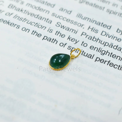 Natural Green Aventurine 18k Solid Gold Charm Pendant, 18k Solid Gold Charm, Green Aventurine Gold Charm, Handmade Gold Charm, Gift For Her Charm