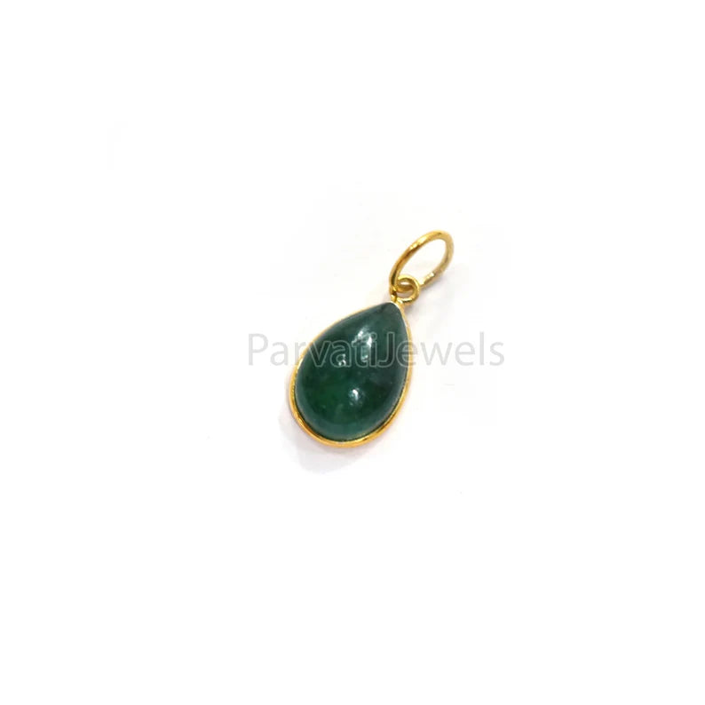 Natural Green Aventurine 18k Solid Gold Charm Pendant, 18k Solid Gold Charm, Green Aventurine Gold Charm, Handmade Gold Charm, Gift For Her Charm