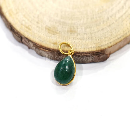 Natural Green Aventurine 18k Solid Gold Charm Pendant, 18k Solid Gold Charm, Green Aventurine Gold Charm, Handmade Gold Charm, Gift For Her Charm
