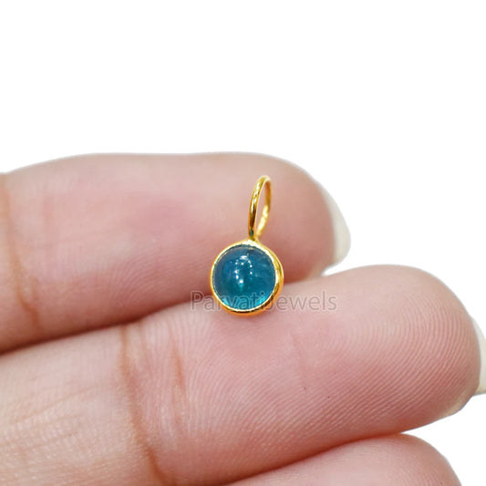 Elegant Apatite Charm, 18k Solid Gold Charm, Natural Neon Apatite Charm, Handmade Gold Charm, Gold Charms, Charm Pendant, Gift For Her