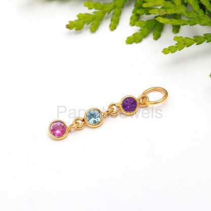 Natural Multi Stone Charm, 18k Solid Gold Charm, Charm, Gold Charm, Opal Pendant, Charm Pendant, Handmade Gold Charm, Gift For Gold Charms