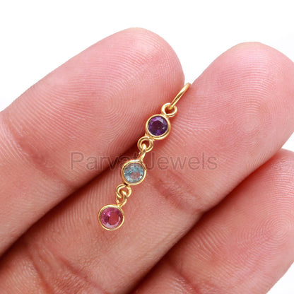 Natural Multi Stone Charm, 18k Solid Gold Charm, Charm, Gold Charm, Opal Pendant, Charm Pendant, Handmade Gold Charm, Gift For Gold Charms