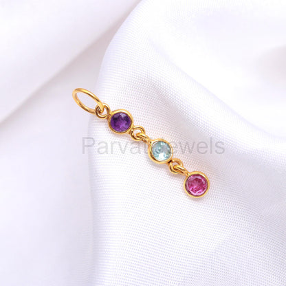 Natural Multi Stone Charm, 18k Solid Gold Charm, Charm, Gold Charm, Opal Pendant, Charm Pendant, Handmade Gold Charm, Gift For Gold Charms