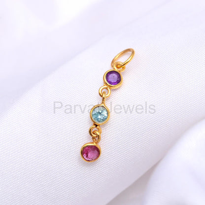 Natural Multi Stone Charm, 18k Solid Gold Charm, Charm, Gold Charm, Opal Pendant, Charm Pendant, Handmade Gold Charm, Gift For Gold Charms