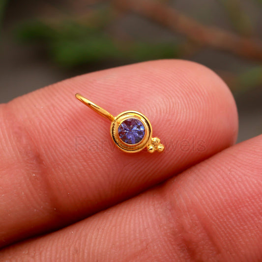 Natural Tanzanite Charm, Solid 18k Gold Charm, Handmade Gold Charm, December Birthstone Charm, Tanzanite Dainty Charm, Minimalist Pendant