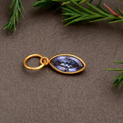 Natural Tanzanite Charm, Solid 18k Gold Charm, Handmade Gold Charm, December Birthstone Charm, Tanzanite Charm, Minimalist Charm Pendant