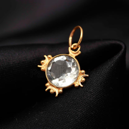Natural Green Amethyst Charm, Solid 14K & 18K Gold Charm, Green Amethyst Charms, Gold Charm, Charm Pendant, Handmade Charm, Charms Necklace