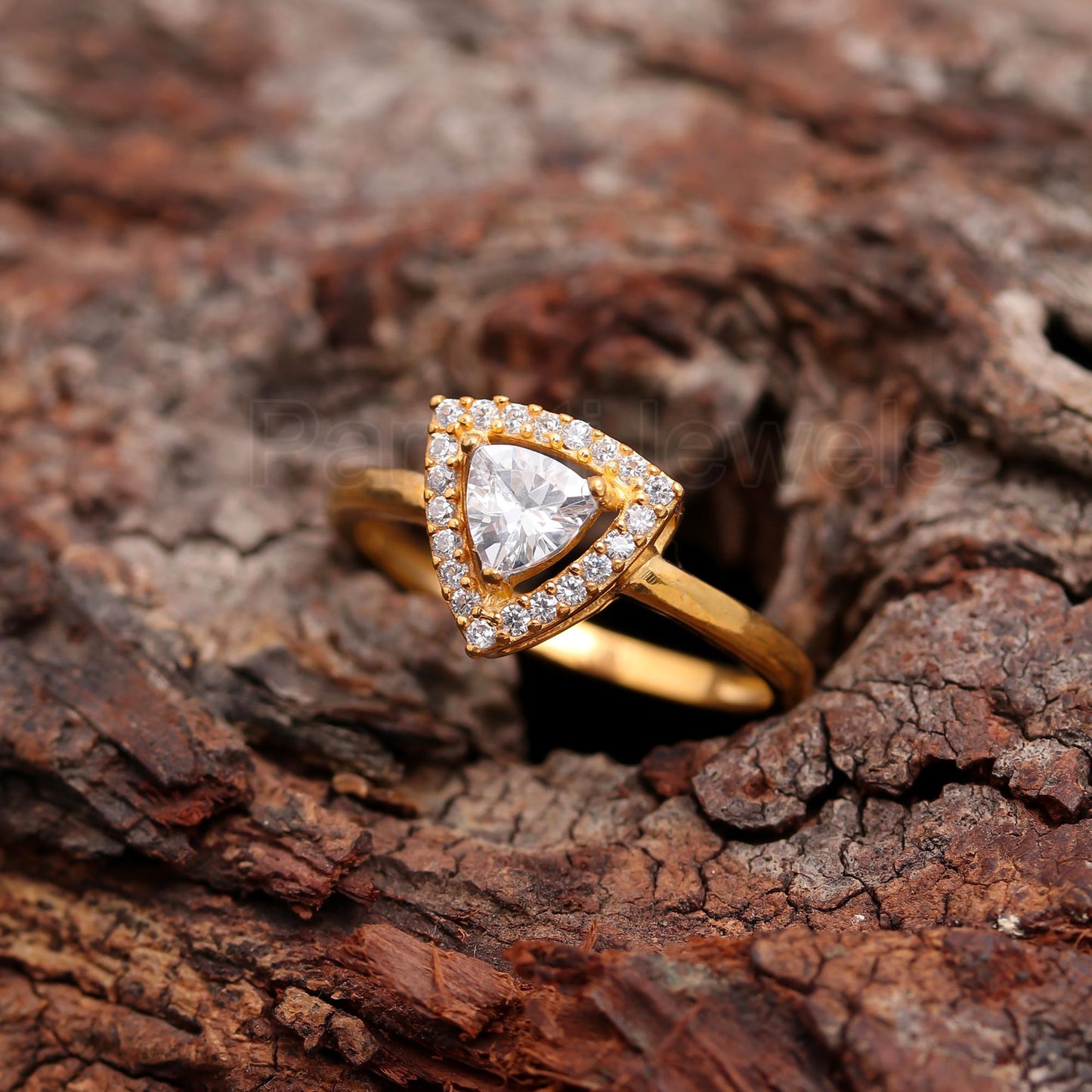 AA Natural Moissanite Gold Ring, 14K Solid Gold Ring, Moissanite Trillion Gold Ring, Wedding Gift, Handmade Ring, Gift for her,