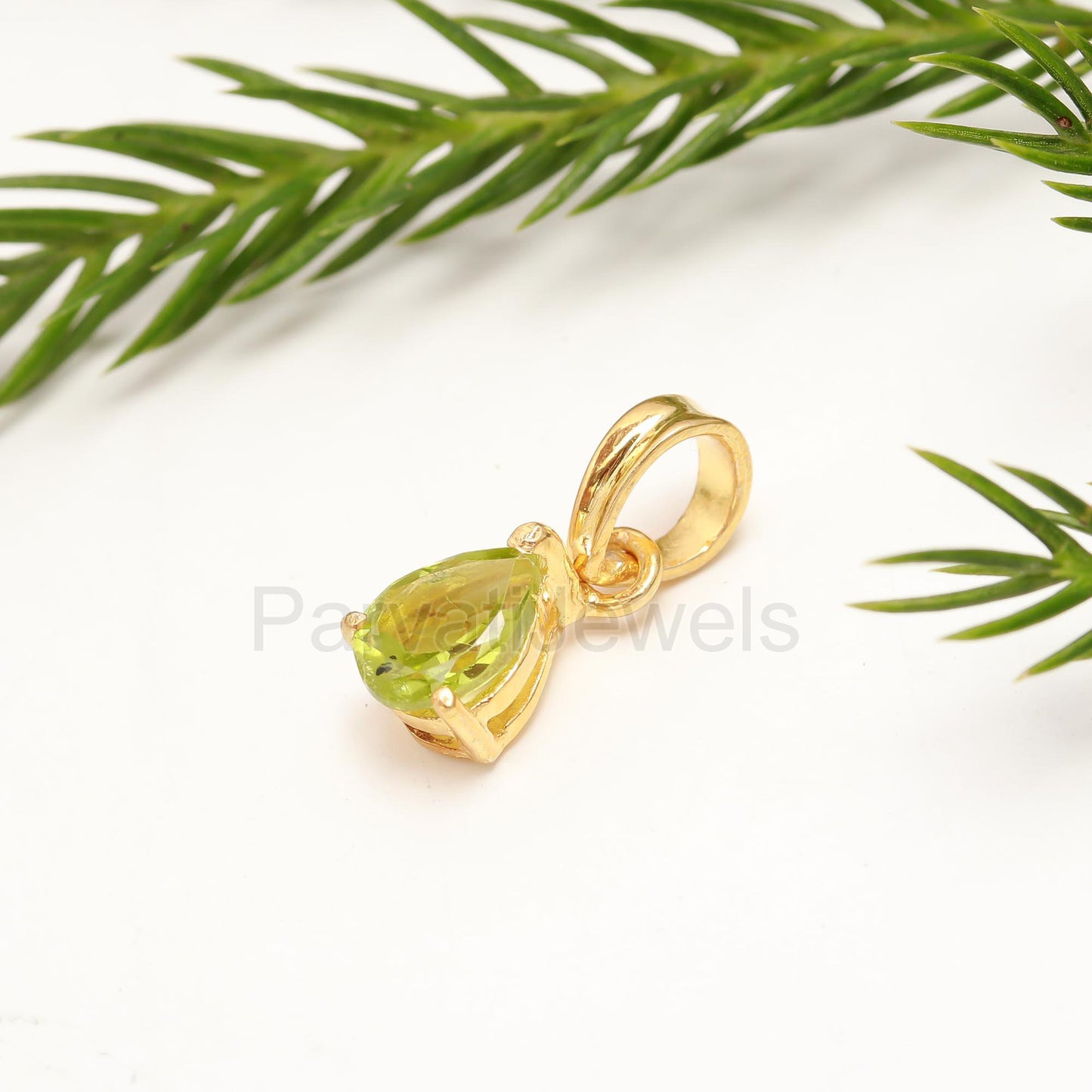 AA Natural Peridot Charm, Solid 18k Gold Charm, Peridot Pear Charm, Gold Charm Pendant, Charm Necklace, Handmade Charm, Gold Charm Pendant