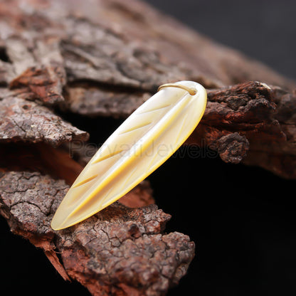 Natural Mother of Pearl Charm, 18k Solid Gold Charm, Mother of Pearl Leaf Charm, Pearl Charm Necklace, Charm Pendant, Handmade Gold Charm