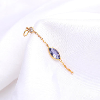 AA Natural Tanzanite With Moissanite Charm, Solid 18k Gold Charm, Handmade Charm, December Birthstone Charm, Tanzanite Charm, Gold Pendant