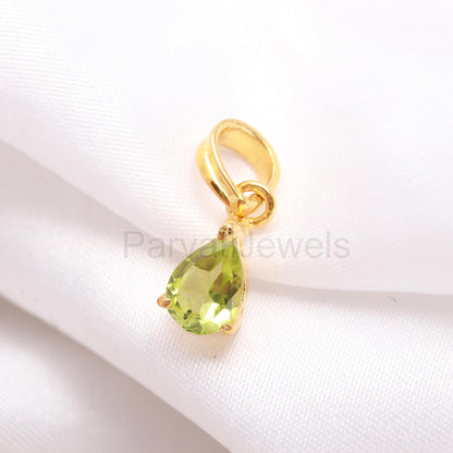 AA Natural Peridot Charm, Solid 18k Gold Charm, Peridot Pear Charm, Gold Charm Pendant, Charm Necklace, Handmade Charm, Gold Charm Pendant