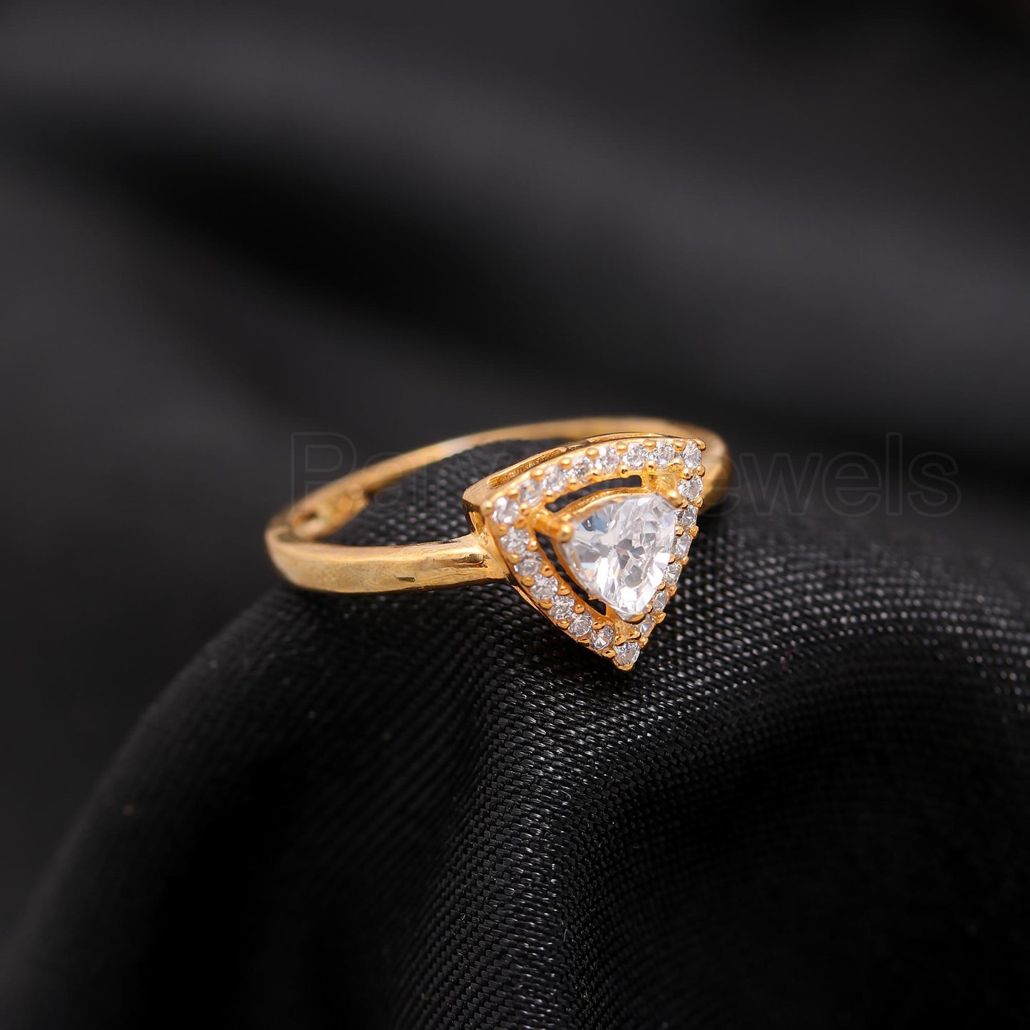 AA Natural Moissanite Gold Ring, 14K Solid Gold Ring, Moissanite Trillion Gold Ring, Wedding Gift, Handmade Ring, Gift for her,