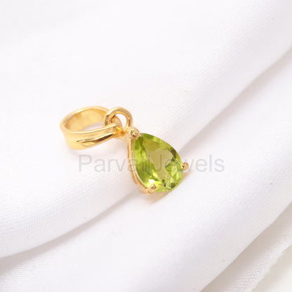 AA Natural Peridot Charm, Solid 18k Gold Charm, Peridot Pear Charm, Gold Charm Pendant, Charm Necklace, Handmade Charm, Gold Charm Pendant