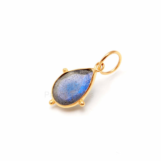 Natural Blue Labradorite Charm, 18k Solid Gold Charm, Gold Charm, Charm Pendant, Labradorite Cut Charms, Charm Necklace, Handmade Gold Charm