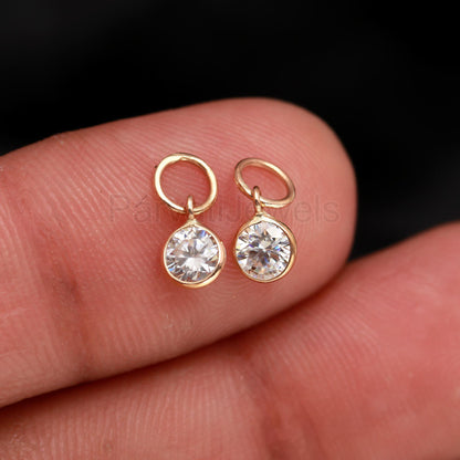 Natural Moissanite Round Solid 18k Gold Earrings, Gold Hoop Earrings, Moissanite Hoop Earrings, Handmade Hoop Earrings, Partywear Earrings
