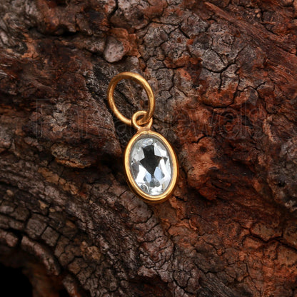 AA Blue Topaz Charm, 18k Solid Gold Charm, Natural Blue Topaz Charm, Charm Pendant, Charm Necklace, Handmade Gold Charm, gift for her,