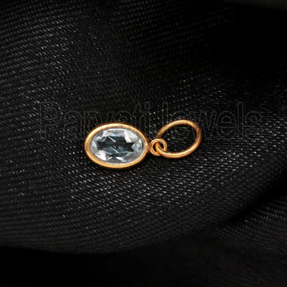 AA Blue Topaz Charm, 18k Solid Gold Charm, Natural Blue Topaz Charm, Charm Pendant, Charm Necklace, Handmade Gold Charm, gift for her,