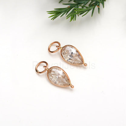 Natural Moissanite Gemstone Solid 18k Gold Earrings, Gold Earrings, Moissanite Hoop Earrings, Handmade Hoop Earrings, Partywear Earrings