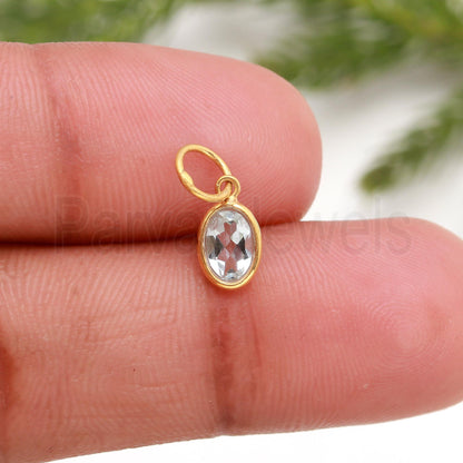 AA Blue Topaz Charm, 18k Solid Gold Charm, Natural Blue Topaz Charm, Charm Pendant, Charm Necklace, Handmade Gold Charm, gift for her,