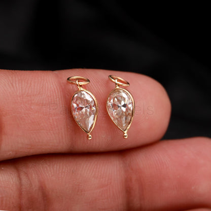 Natural Moissanite Gemstone Solid 18k Gold Earrings, Gold Earrings, Moissanite Hoop Earrings, Handmade Hoop Earrings, Partywear Earrings
