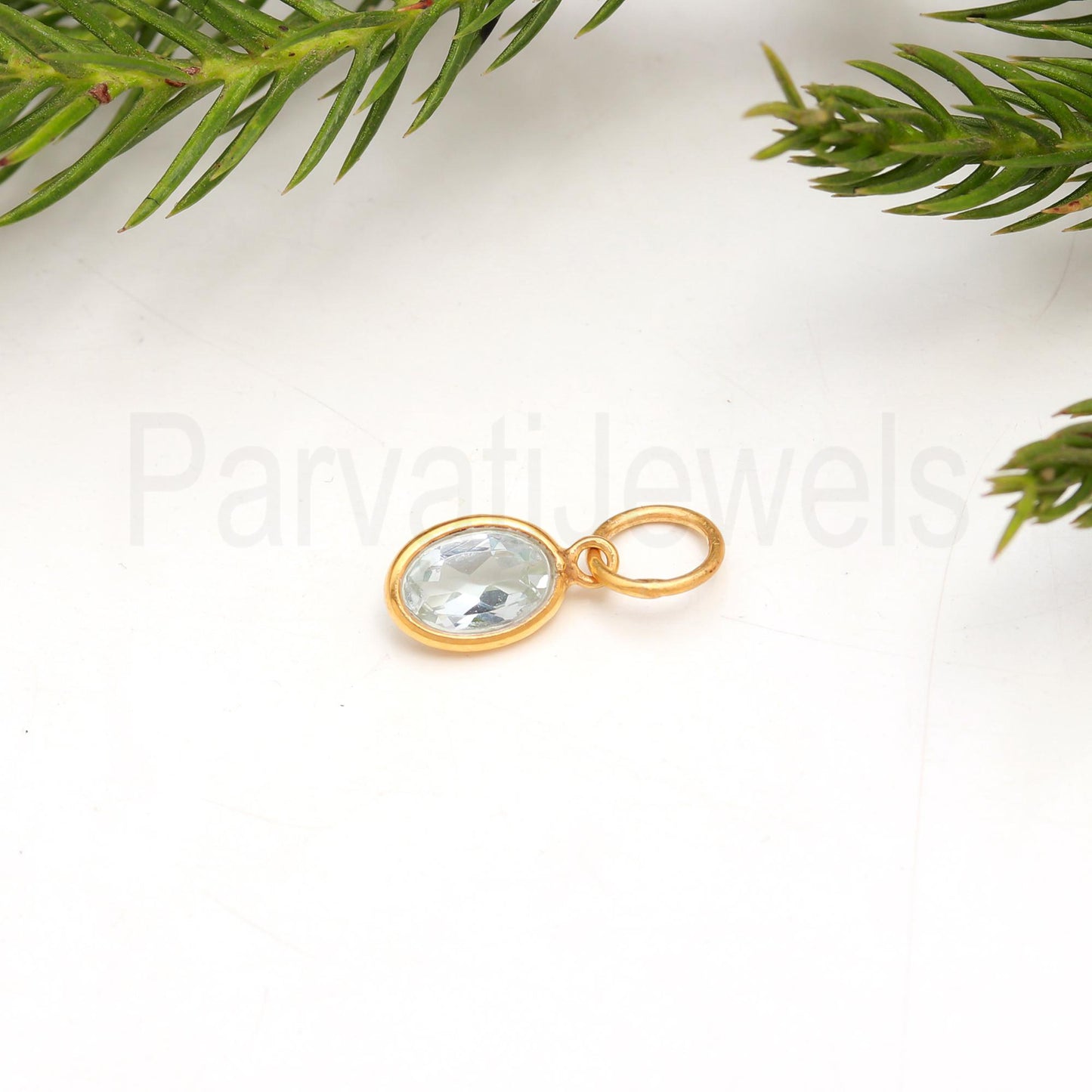 AA Blue Topaz Charm, 18k Solid Gold Charm, Natural Blue Topaz Charm, Charm Pendant, Charm Necklace, Handmade Gold Charm, gift for her,