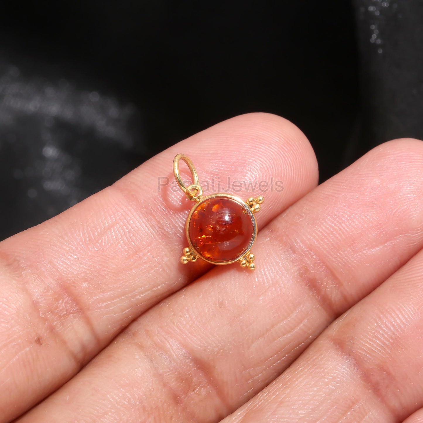 Natural Amber Charm, Solid 18K Gold Charm, Yellow Amber Charm, Gold Charm, November Birthstone, Handmade Charm Pendant, Gift for her