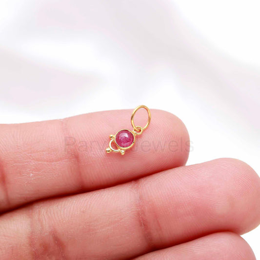 Natural Ruby Charm, 18k Solid Gold Charm, Handmade Gold Charm, July Birthstone Charm, Charm Pendant, Ruby Charm Pendant, Charms Necklace