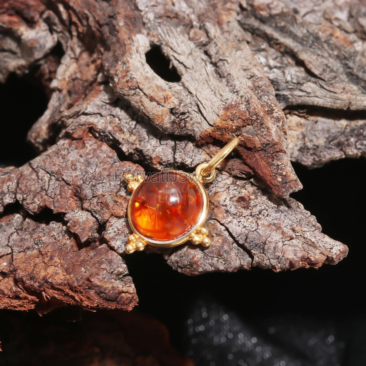Natural Amber Charm, Solid 18K Gold Charm, Yellow Amber Charm, Gold Charm, November Birthstone, Handmade Charm Pendant, Gift for her