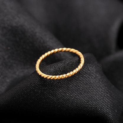 Twisted Wire Band Ring, Gold Ring, 14k, 18k Solid Gold Ring, Handmade Gold Ring, Engagement Ring, Wedding Gold Ring, Gift for her,