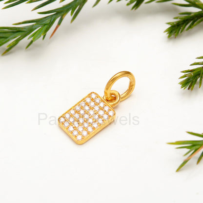Solid 14K Gold Natural Diamond Charm, Dog Tag Gold Charm, Diamond Gold Charm, Handmade Charm Pendant, Gold Charm Pendant, Gift For Her Charm