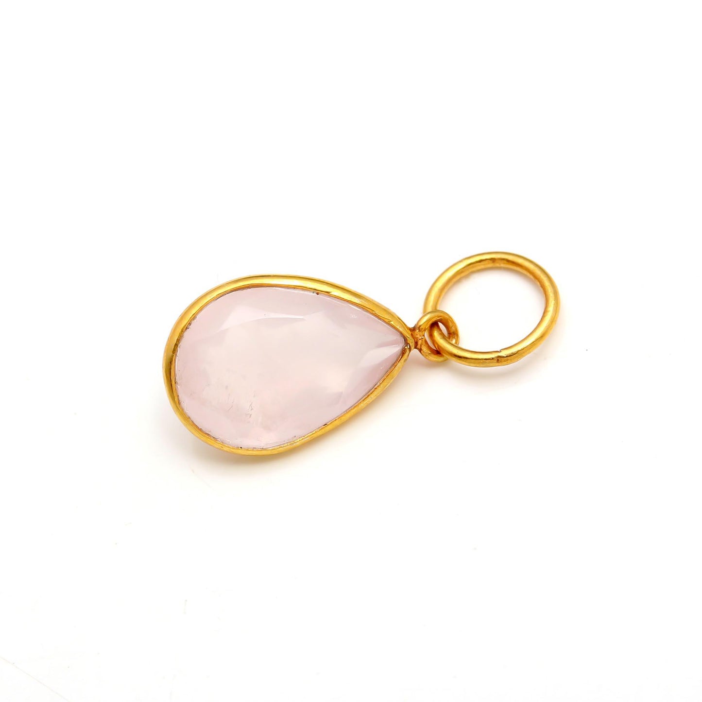 Natural Rose Quartz Charm, 18k Solid Gold Charm, Rose Quartz Charm, Gold Charm, Charm Pendant, Charm Necklace, Handmade Charm, Gift For Her