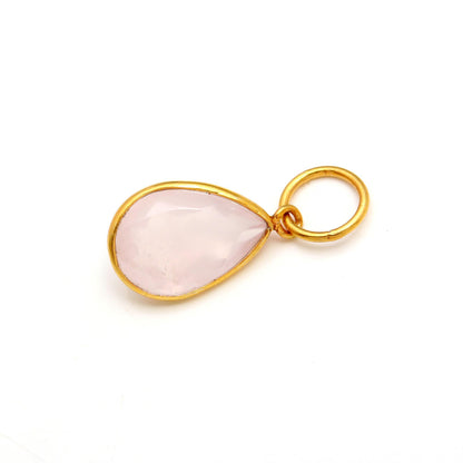 Natural Rose Quartz Charm, 18k Solid Gold Charm, Rose Quartz Charm, Gold Charm, Charm Pendant, Charm Necklace, Handmade Charm, Gift For Her