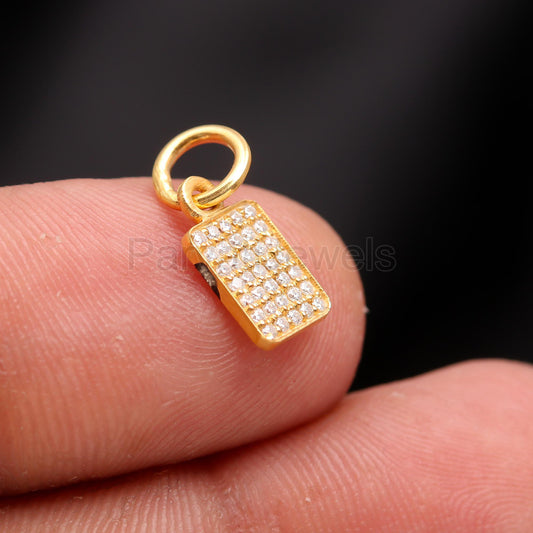 Solid 14K Gold Natural Diamond Charm, Dog Tag Gold Charm, Diamond Gold Charm, Handmade Charm Pendant, Gold Charm Pendant, Gift For Her Charm