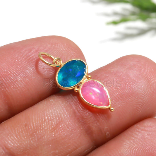 Natural Ethiopian Opal Charm, 18k Solid Gold Charm, Opal Charm, Gold Charm, Opal Pendant, Charm Pendant, Handmade Gold Charm, Gold Charms