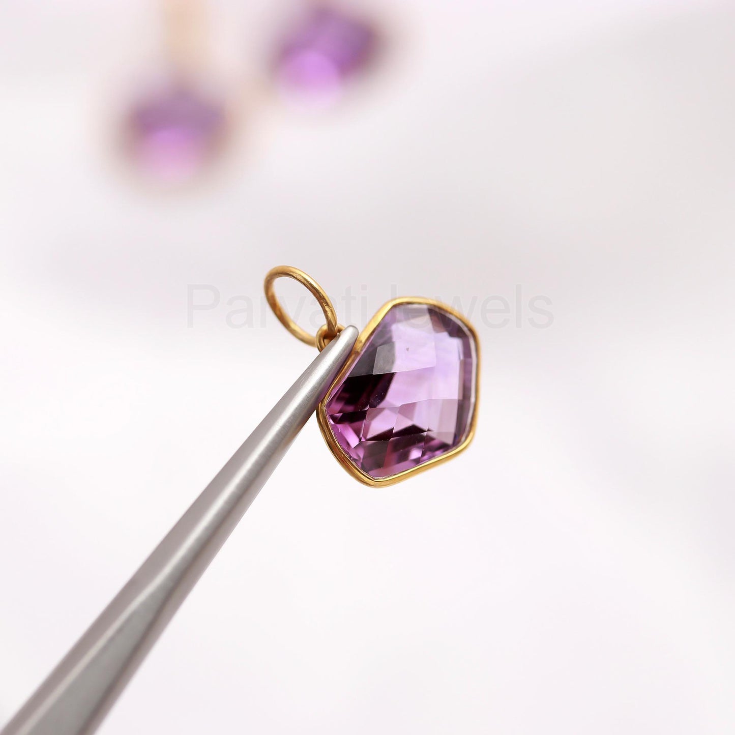 Natural Amethyst Earring Pendant Set, Fancy Shape Amethyst Dangle Earring, Solid 18K Gold Earring, Handmade Amethyst Jewelry, Gift for Her