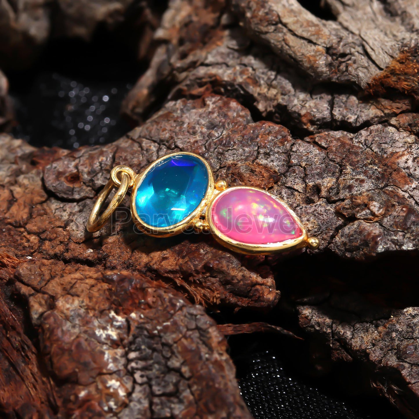 Natural Ethiopian Opal Charm, 18k Solid Gold Charm, Opal Charm, Gold Charm, Opal Pendant, Charm Pendant, Handmade Gold Charm, Gold Charms