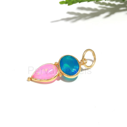 Natural Ethiopian Opal Charm, 18k Solid Gold Charm, Opal Charm, Gold Charm, Opal Pendant, Charm Pendant, Handmade Gold Charm, Gold Charms
