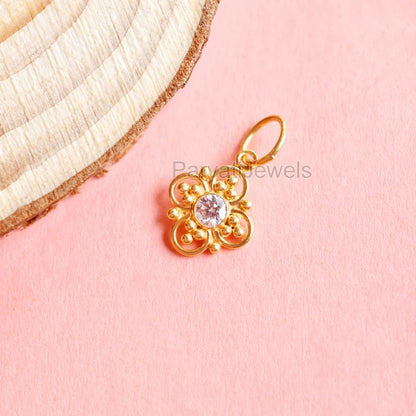 Natural Moissanite Solid 18k Gold Pendant, Charm Pendant, Handmade Gold Moissanite Charm, Charm Necklace, Handmade Women Charm, Gift For Her