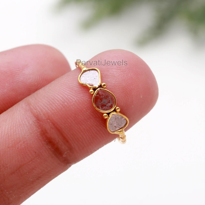 Natural Diamond Polki Ring, Minimalist Diamond Ring, 18k Solid Gold Diamond Ring, Handmade Gold Ring, Engagement Ring, Dainty Diamond Ring