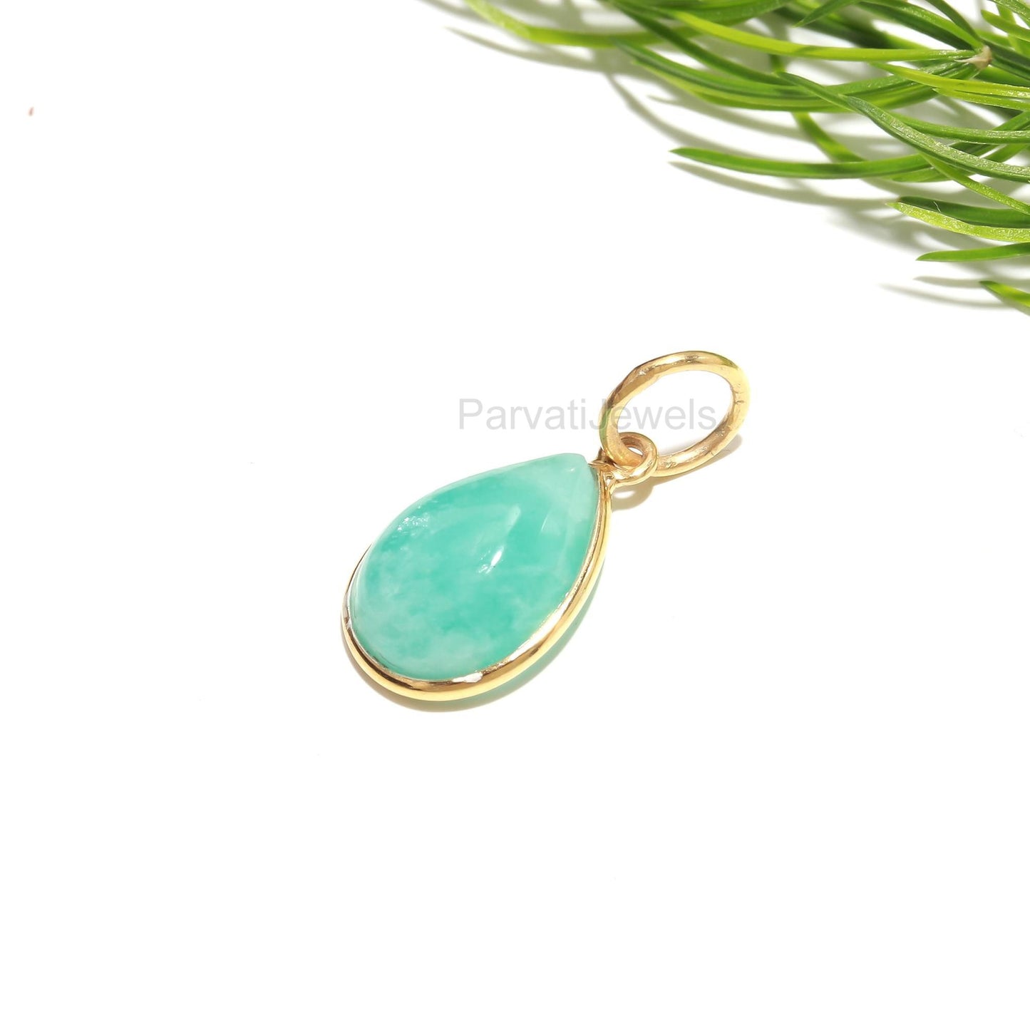 AA Natural Amazonite Charm, 18k Solid Gold Charm, Amazonite Charm, Gold Charm, Birthstone Charm Pendant, Handmade Gold Charm, Gift for Her