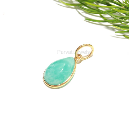 AA Natural Amazonite Charm, 18k Solid Gold Charm, Amazonite Charm, Gold Charm, Birthstone Charm Pendant, Handmade Gold Charm, Gift for Her