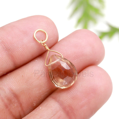 Natural Bear Quartz Charm, 18k Solid Gold Charm, Gold Charm, Bear Quartz Charm, Gold Charm Pendant, Charm Necklace, Handmade Gold Charm, Gift For Her Charm, Gift For Mom Charm, Gift For Christmas Charm, Gift For Him Charm,