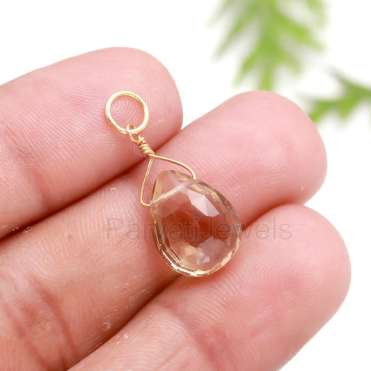 Natural Bear Quartz Charm, 18k Solid Gold Charm, Gold Charm, Bear Quartz Charm, Gold Charm Pendant, Charm Necklace, Handmade Gold Charm, Gift For Her Charm, Gift For Mom Charm, Gift For Christmas Charm, Gift For Him Charm,