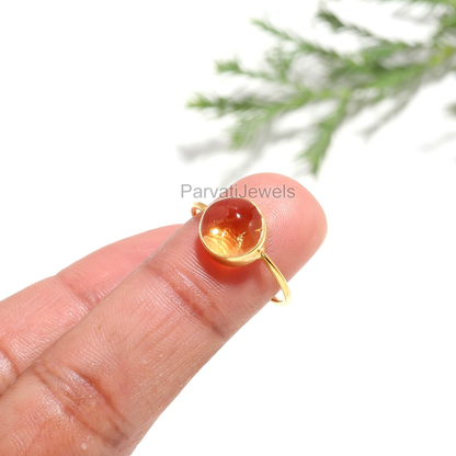 AA Natural Citrine Gold Ring, 18K Solid Gold Ring, Handcrafted Gold Ring, Dainty Gold Ring, Boho Garnet Ring, November Birthstone Ring