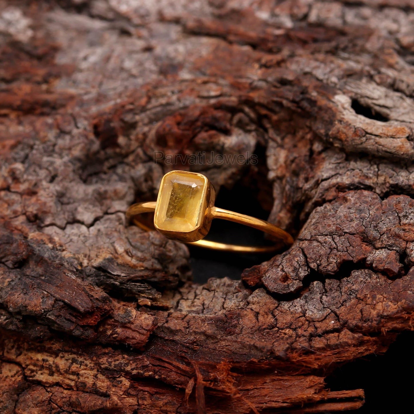 Lab Created Yellow Sapphire Eternity Ring, Solid 18k Gold Sapphire Ring, Handmade Ring, November Birthstone Ring, Genuine Sapphire Ring