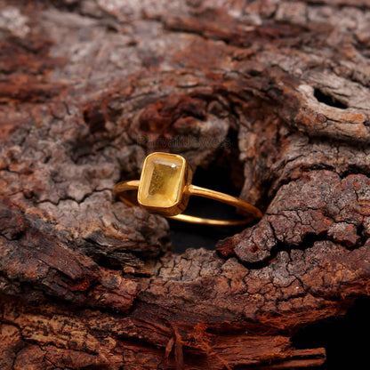 Lab Created Yellow Sapphire Eternity Ring, Solid 18k Gold Sapphire Ring, Handmade Ring, November Birthstone Ring, Genuine Sapphire Ring